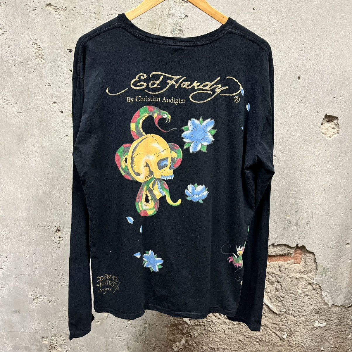 Ed Hardy Ed Hardy Black Wraparound Long Sleeve Metallic Skull Tee XL Size US XL / EU 56 / 4 - 5 Thumbnail