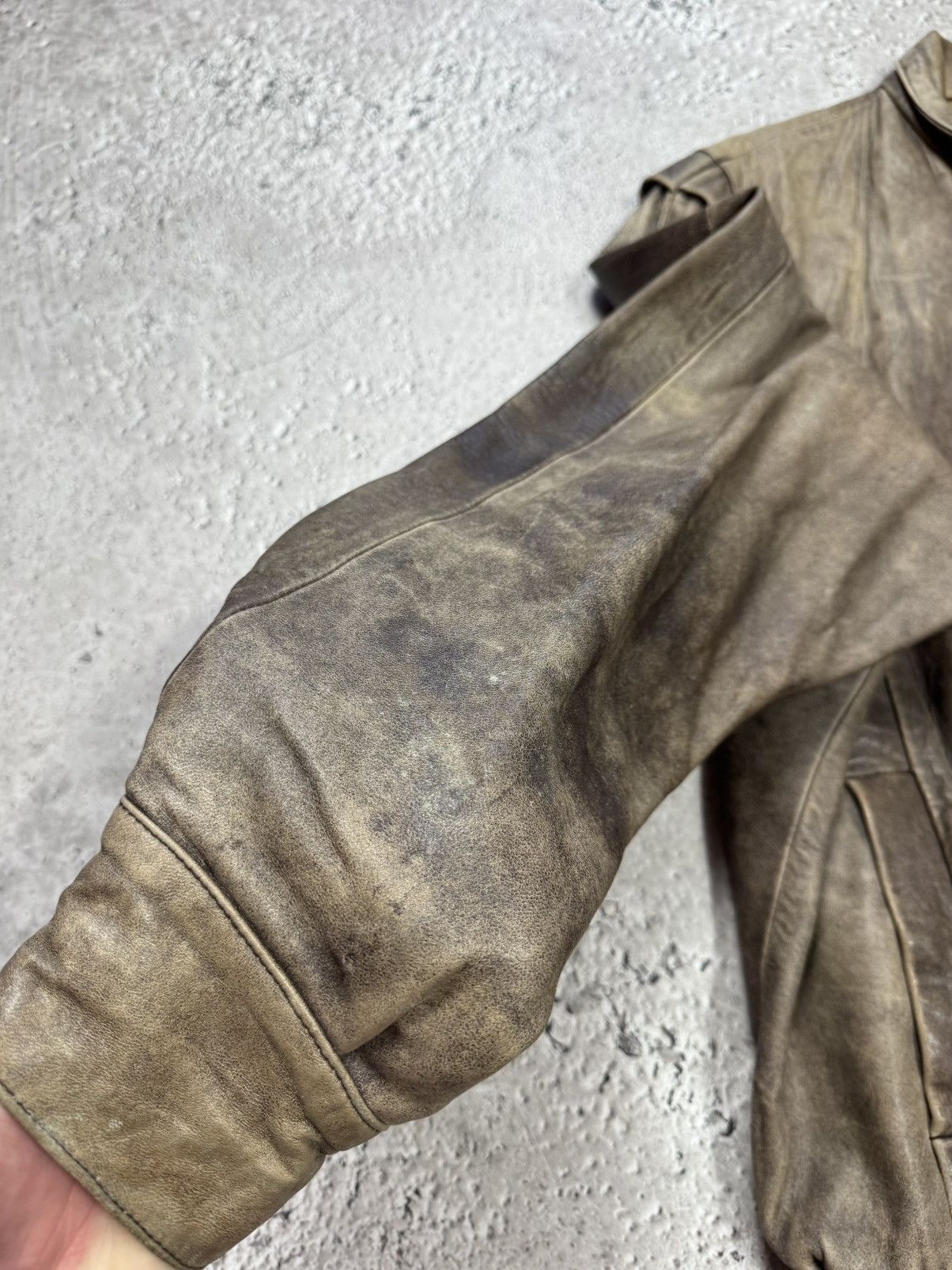 Leather Vintage Distressed Brown Leather Bomber Biker Jacket L/XL Size US L / EU 52-54 / 3 - 5 Thumbnail