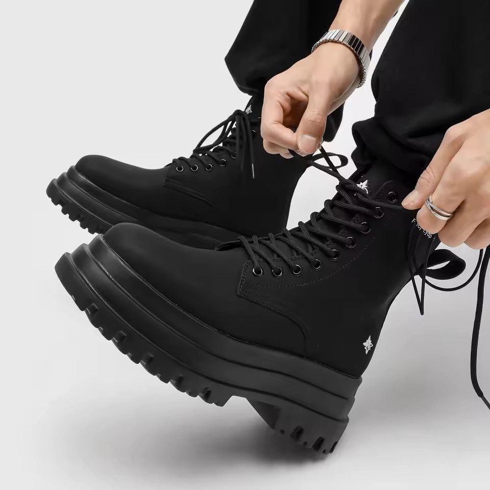 Japanese Brand Thick Soled High Top Men Pu Leather Boots Size US 6 / EU 39 - 2 Thumbnail