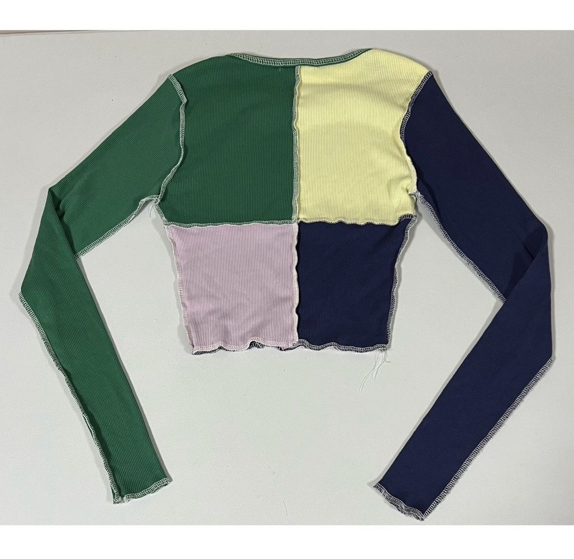 Pacsun Full Tilt Blue Color-Block Long Sleeve T-Shirt Top Tee XS 💚✨ Size XS / US 0-2 / IT 36-38 - 3 Thumbnail