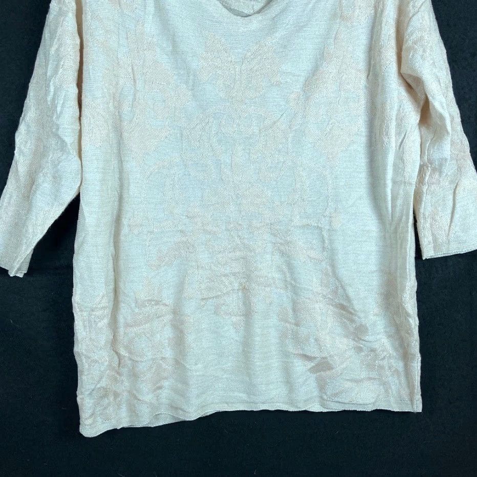 Vintage Chicos Womens Sweater Cream Double V Neck 3/4 Sleeve Casual Wear M Size M / US 6-8 / IT 42-44 - 3 Thumbnail