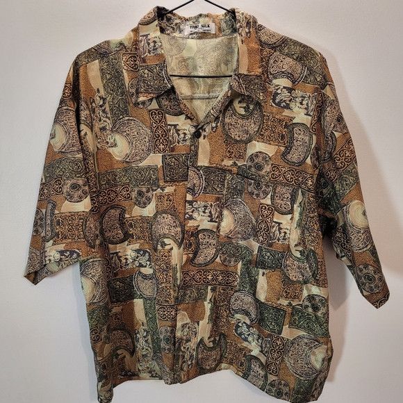 Other Vintage Thai Silk By Apple Button Down Shirt - Xl Size XL / US 12-14 / IT 48-50 - 1 Thumbnail