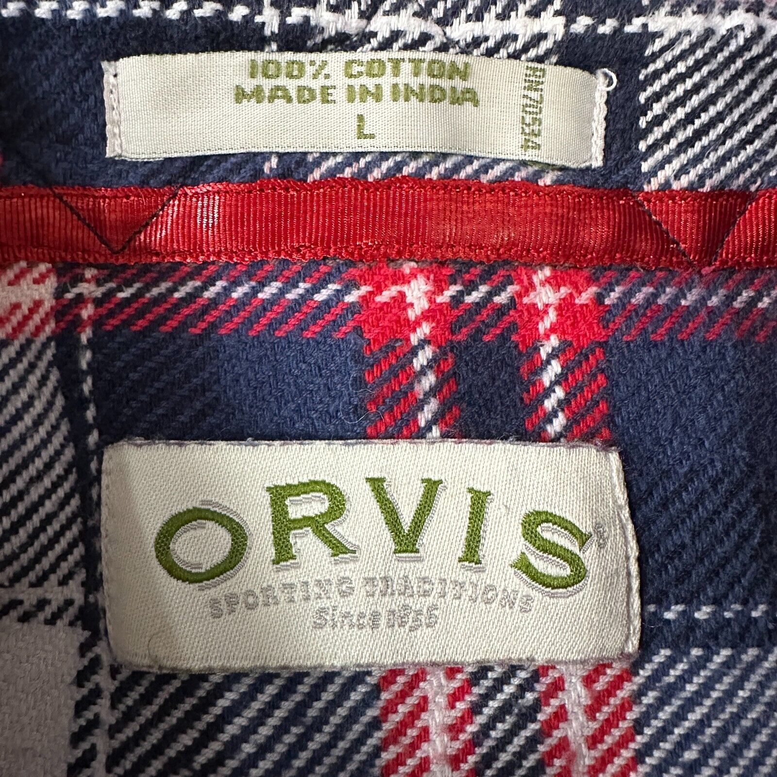 Orvis Orvis Flannel Work Shirt Men’s Large Red Blue Button Down Size US L / EU 52-54 / 3 - 6 Thumbnail