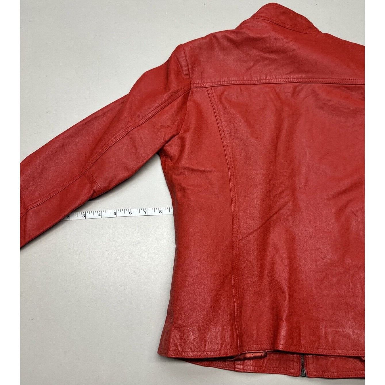 Other Leather Farm Womens Red Slim Motorcycle Jacket Genuine Leath Size M / US 6-8 / IT 42-44 - 13 Thumbnail
