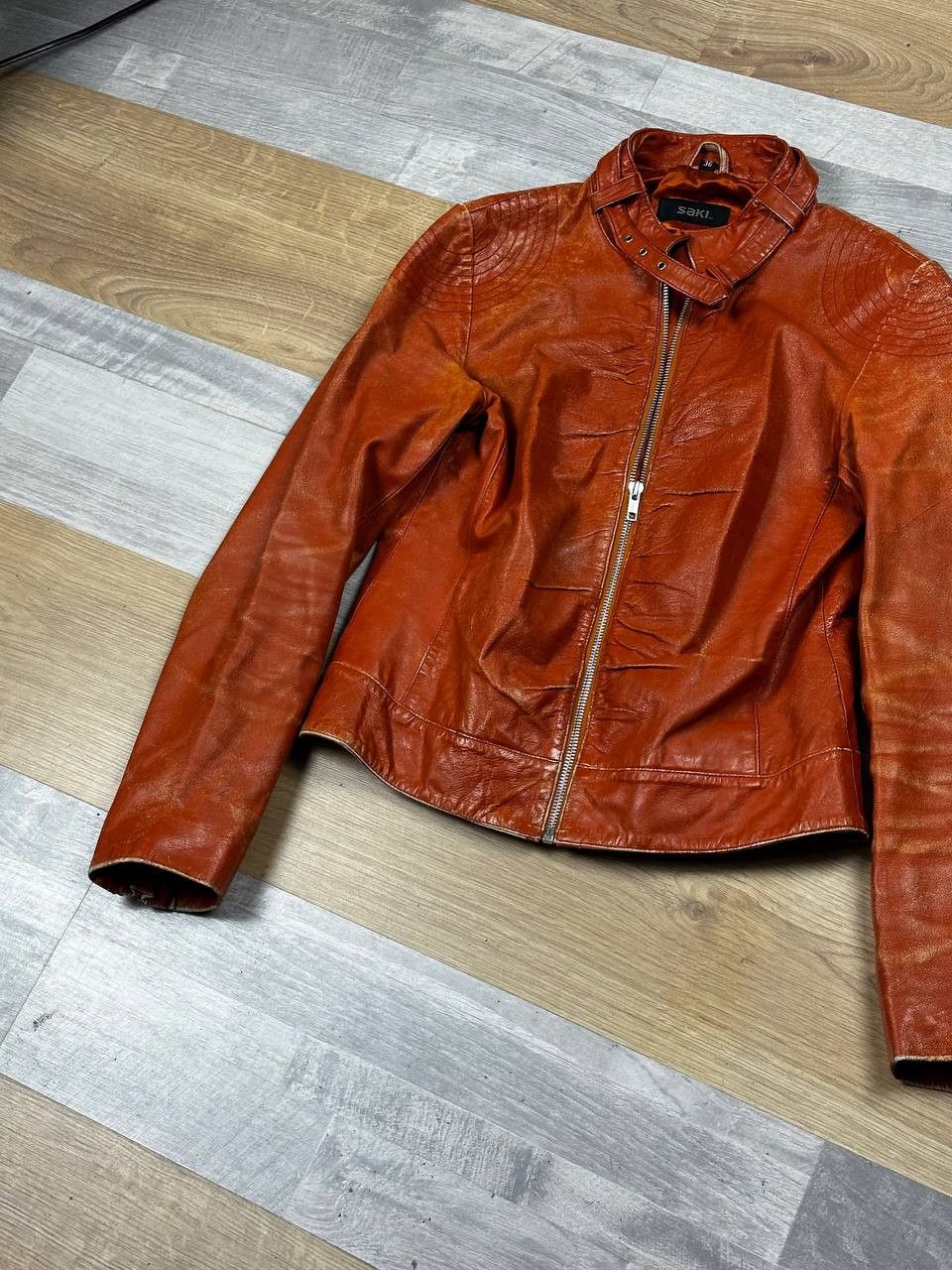 Leather Vintage Slim Bomber Cropped Leather Jacket Grunge Size S / US 4 / IT 40 - 3 Thumbnail