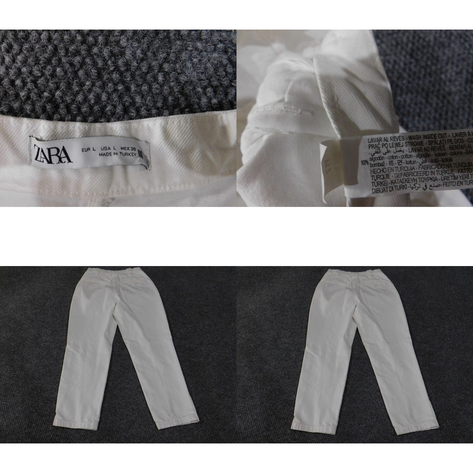 Zara Zara Womens Pants Large White Pleated Front Chino Trousers 100% Cotton High Rise Size 36" / US 14 / IT 50 - 8 Thumbnail