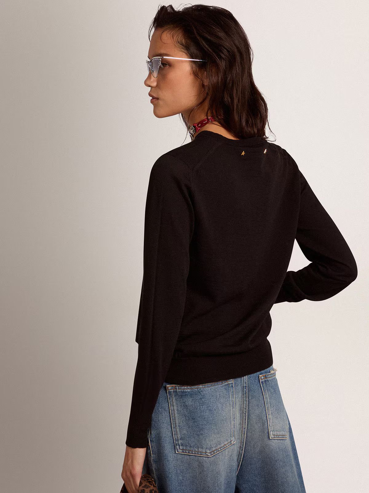 Golden Goose o1s22i1n1224 Wool Crewneck Sweater in Black Size M / US 6-8 / IT 42-44 - 3 Thumbnail