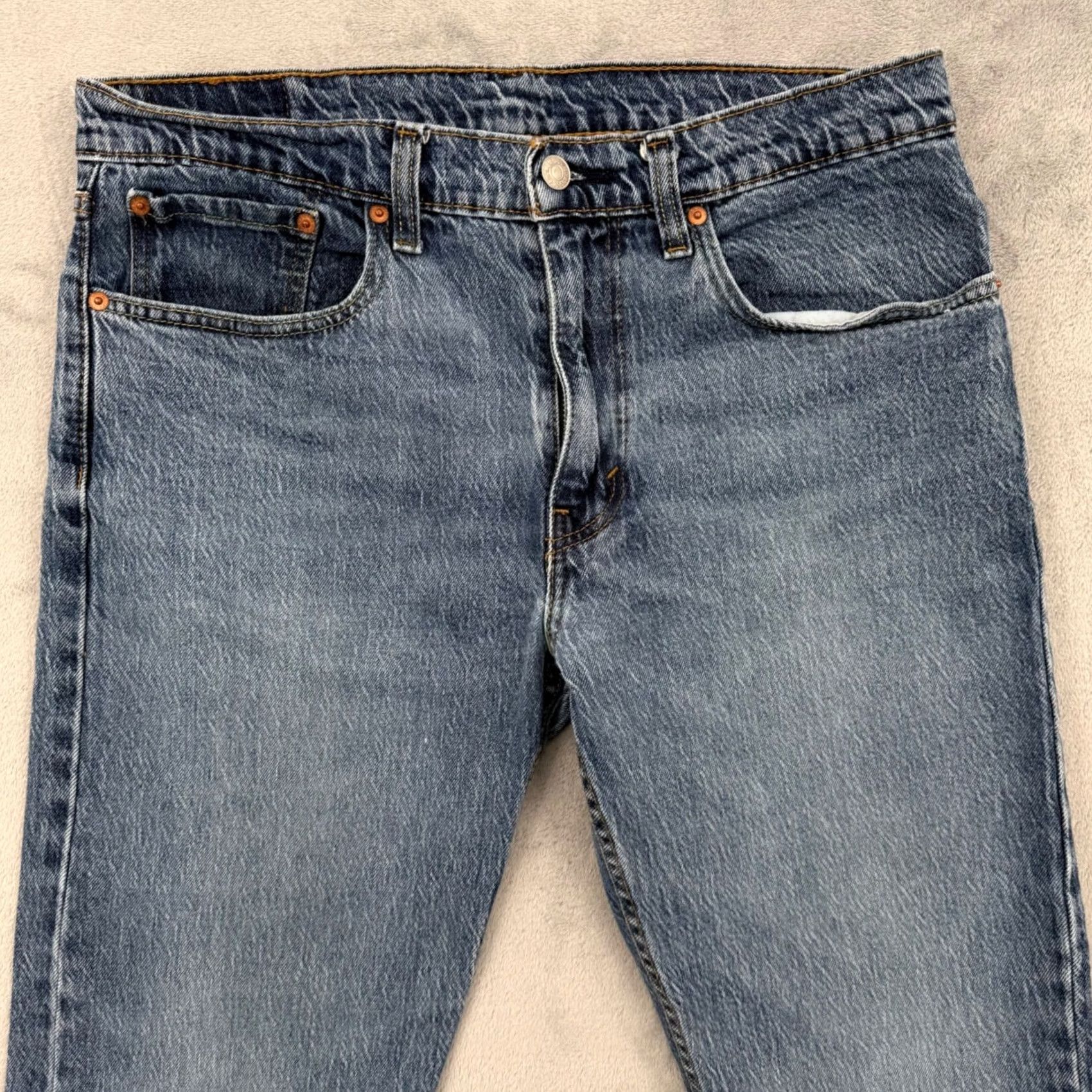 Levi's Levis Jeans Denim Medium Wash Cotton Lyocell Blend Stretch Wide 5-Pocket W34 L32 Mens Regular Straight(Size 34) Blue Mt/Western/Bohemian/Vintage No Size US 34 / EU 50 - 3 Thumbnail