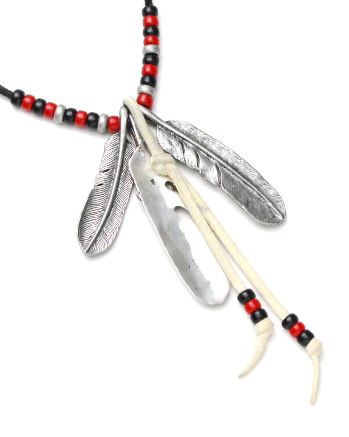 Vintage 2000S JAPANESE MADE SILVER & STEEL FEATHERS BEADED NECKLACE Size ONE SIZE - 7 Thumbnail