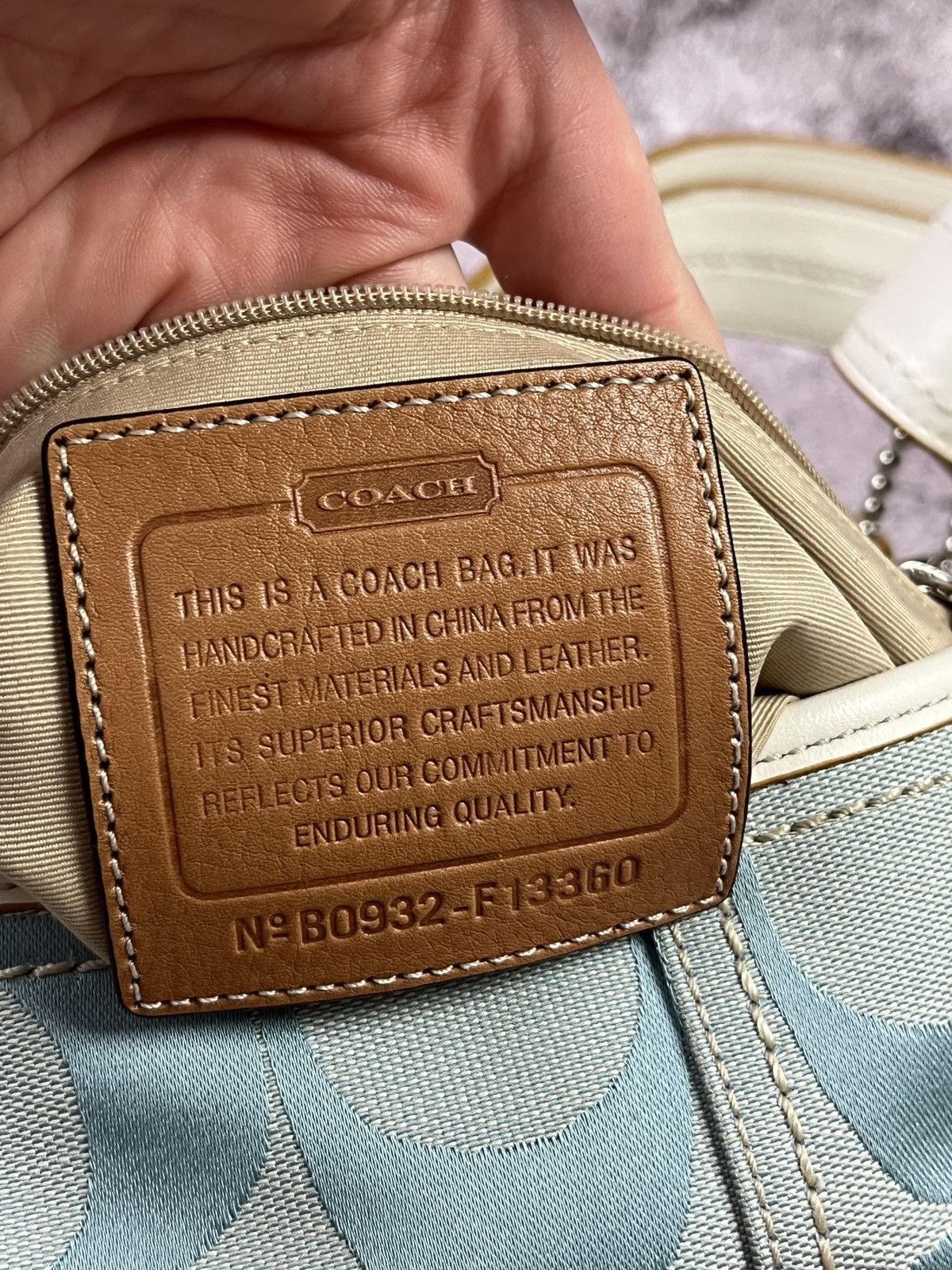 Coach Coach Blue Canvas Shoulder Bag Y2K Vintage Leather Trim Size ONE SIZE - 13 Thumbnail