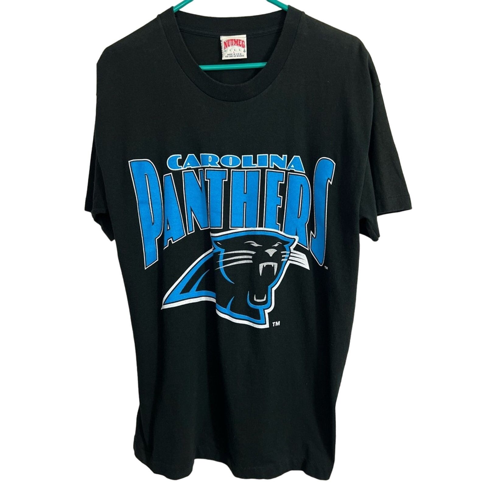 Nutmeg Vintage RARE 1993 Panthers Nutmeg Mills Single Stitch Shirt Size US L / EU 52-54 / 3 - 1 Thumbnail