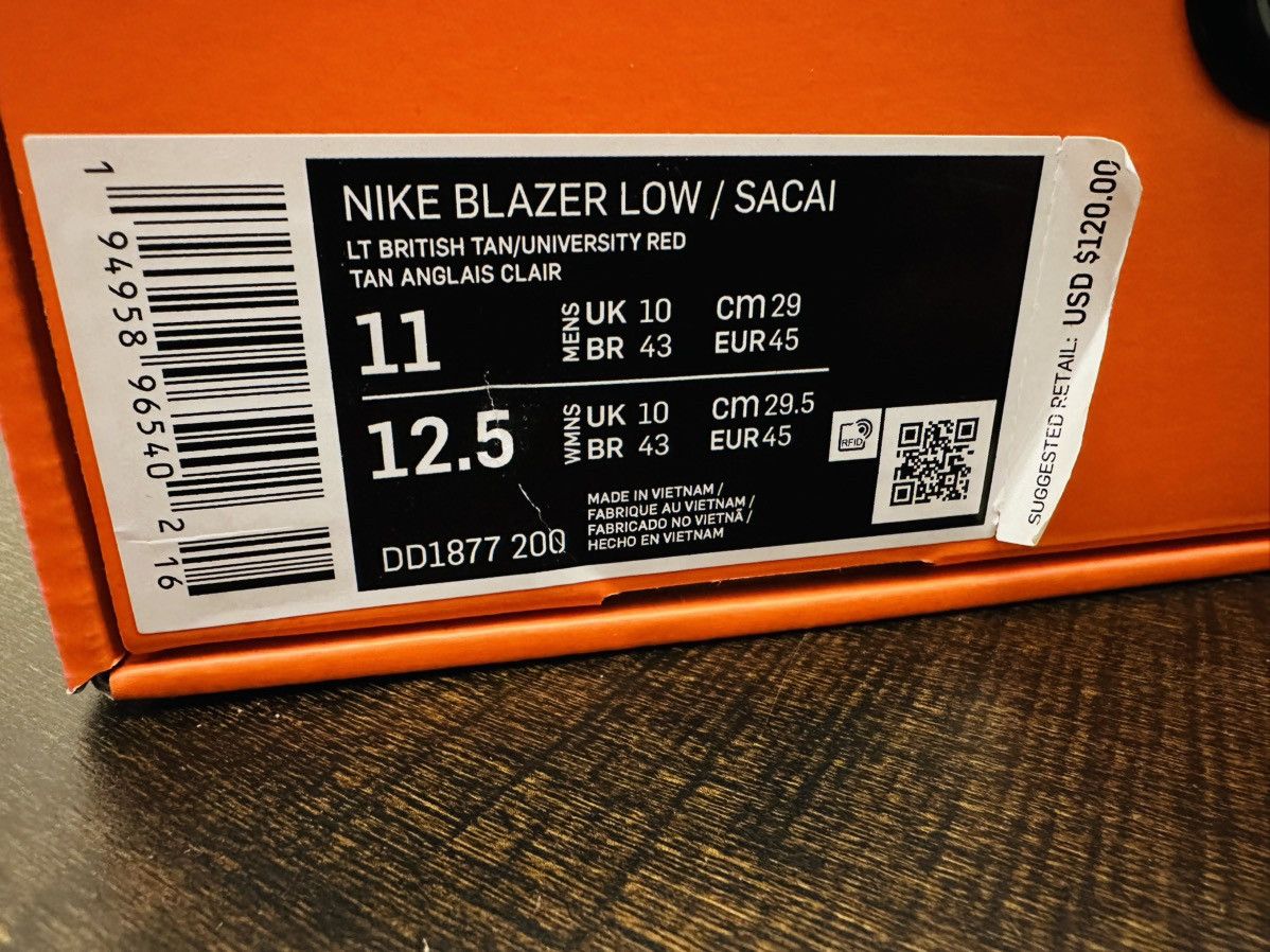 Nike Nike Sacai X Blazer Low “British Tan”DD1877-200-Men’s 11 Size US 11 / EU 44 - 2 Thumbnail