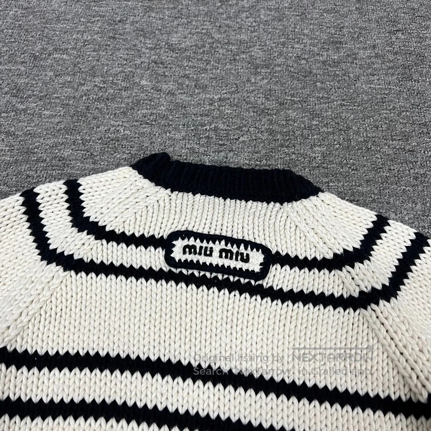 Miu Miu miu miu size 40 Black and white stripes; knitted sweater| Size L / US 10 / IT 46 - 4 Thumbnail