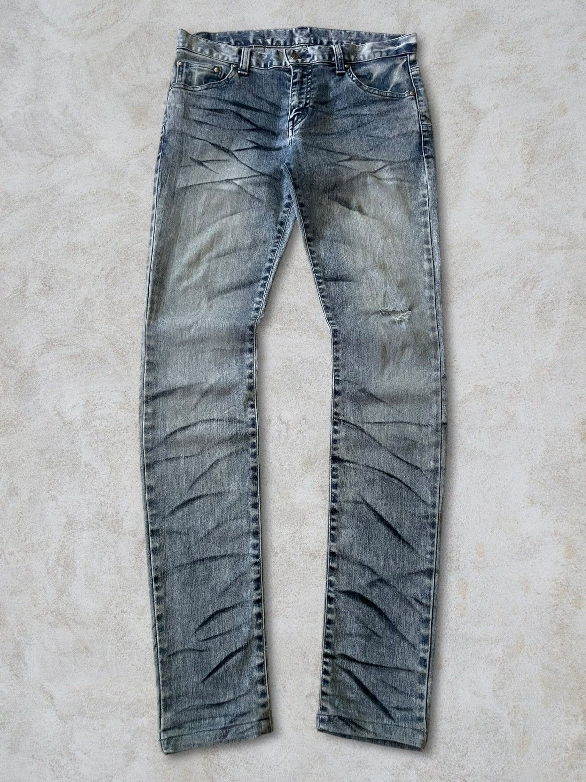 Tornado Mart Tornado Mart Sick FadeWash Black Whiskered Ripped Slim Jeans Size 30" / US 8 / IT 44 - 8 Thumbnail