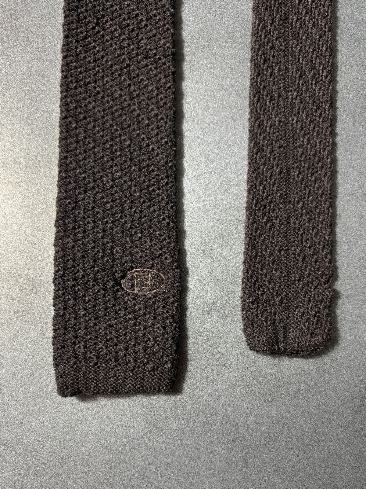 Fendi Vintage Fendi Tie Knit Wool Straight Bar Necktie Flat Top Size ONE SIZE - 8 Thumbnail