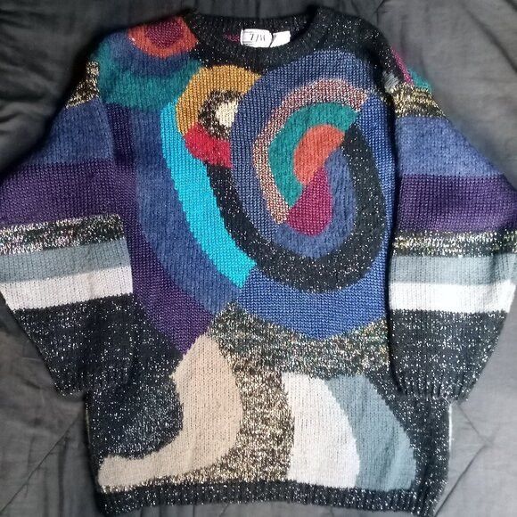 Other Vintage TJW Abstract Geometric Crewneck Sweater Size M / US 6-8 / IT 42-44 - 2 Thumbnail