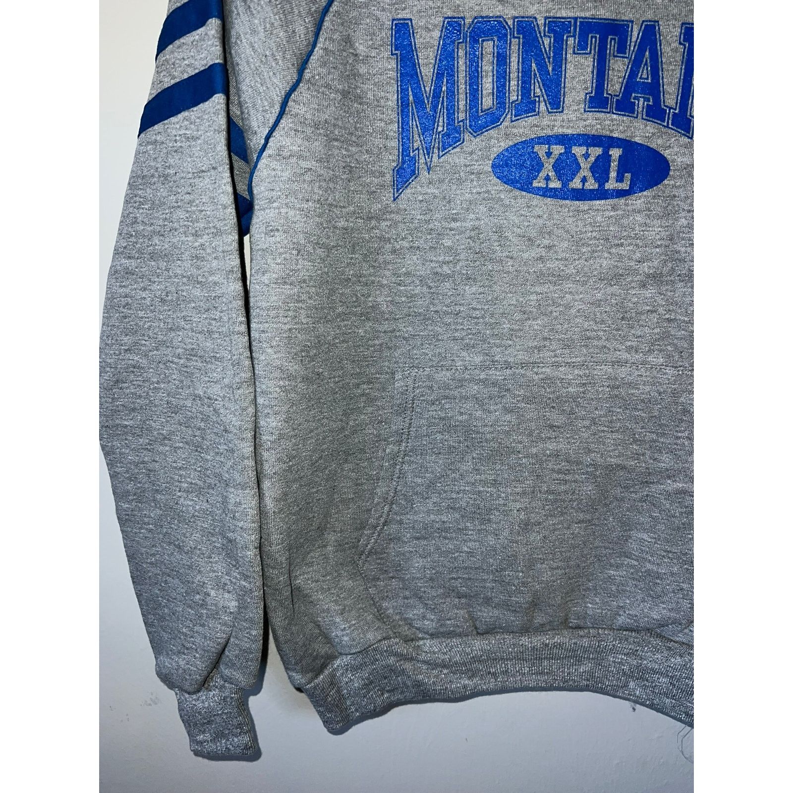 Russell Athletic Vintage Montana Hoodie Striped Gray Jerzees Russell VTG 90s Size US M / EU 48-50 / 2 - 4 Thumbnail
