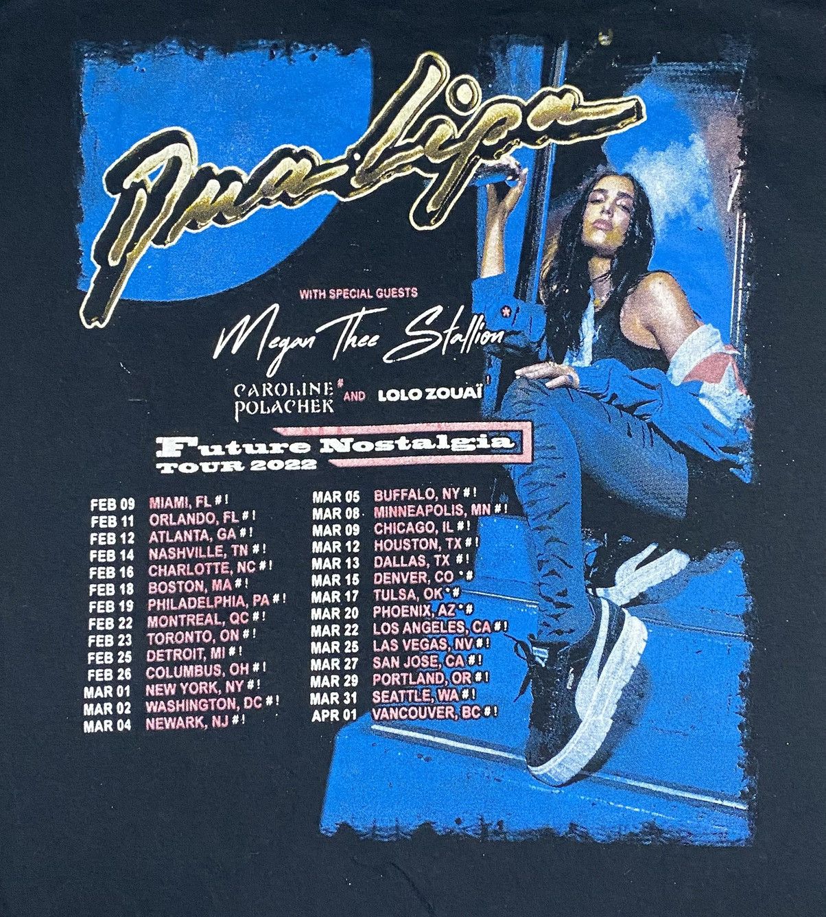 Fruit Of The Loom Dua Lipa Future Nostalgia tour rap tee t shirt 2022 black L Size US L / EU 52-54 / 3 - 4 Thumbnail