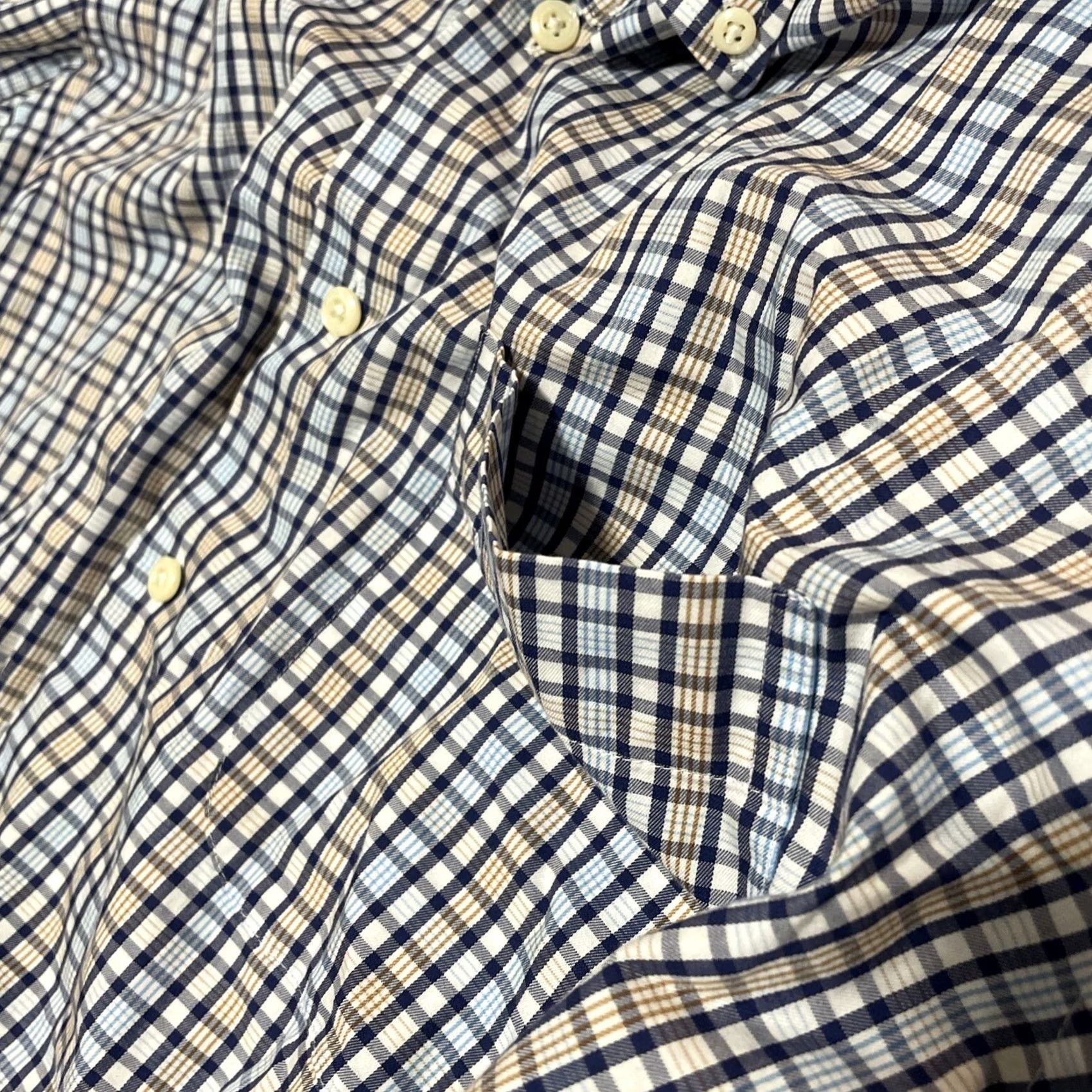 Peter Millar Peter Millar Button-Down Shirt Mens Large Plaid Long Sleeve Cotton Preppy Casual Blue Multicolor 46 in Chest Regular Fit Office Workwear Size US L / EU 52-54 / 3 - 5 Thumbnail