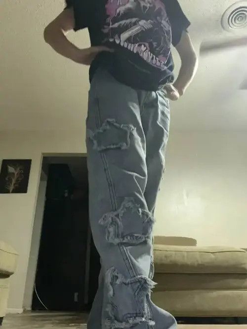 VIBE Stars Embroidery Baggy Jeans Size US 34 / EU 50 - 4 Thumbnail