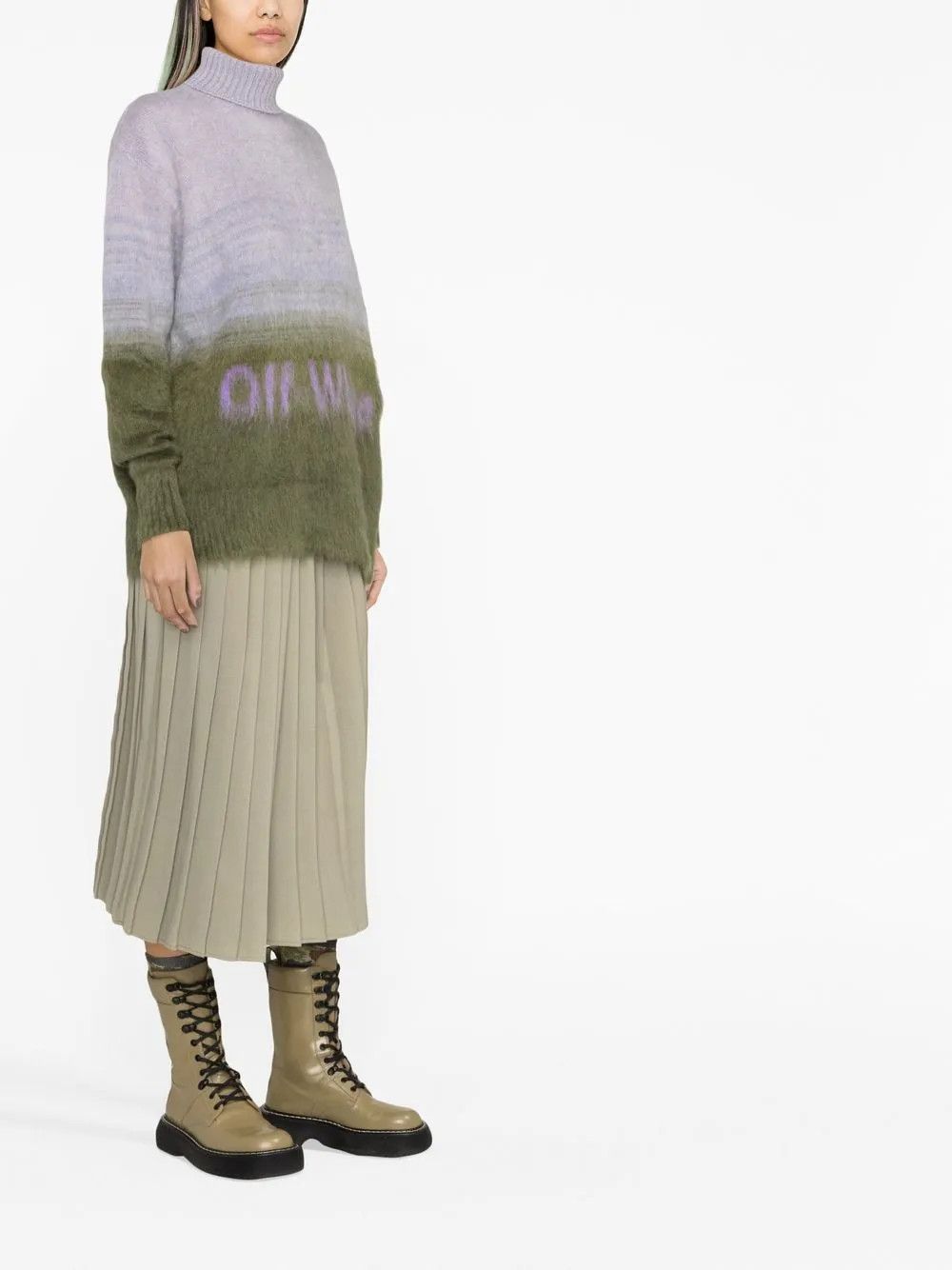Off-White o1y1225 Turtleneck Sweater in Lilac/Gray Size XS / US 0-2 / IT 36-38 - 2 Thumbnail