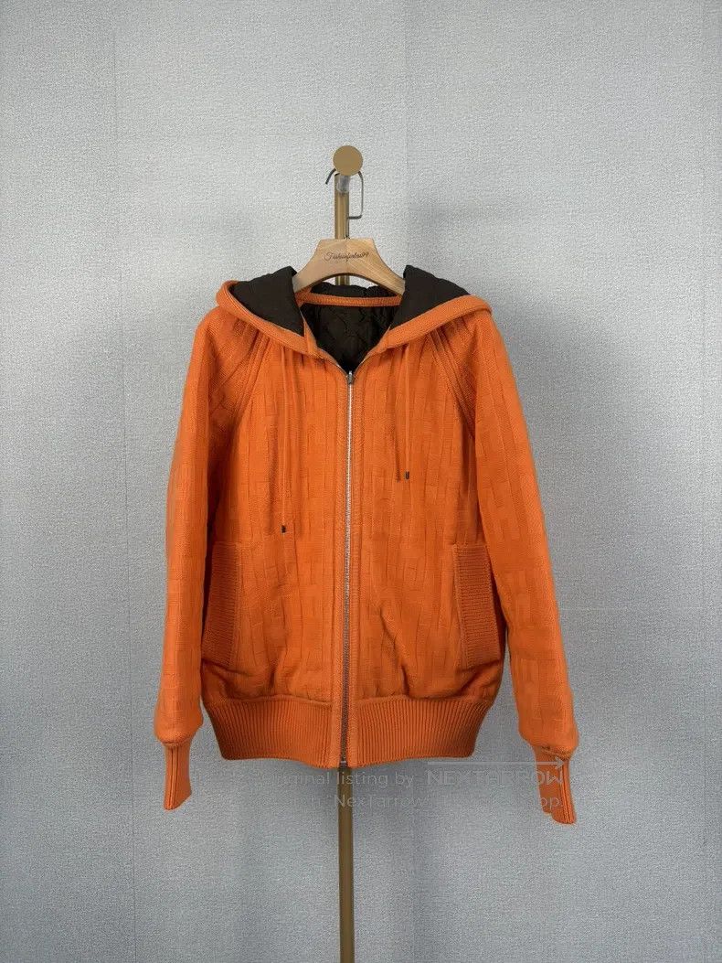 Hermes Hermes Orange Full Print H-Stripe Zipper Jacket Size XS / US 0-2 / IT 36-38 - 1 Thumbnail