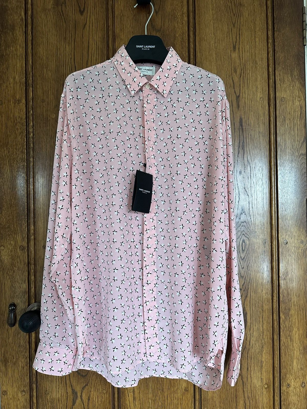 Saint Laurent Paris SS19 Saint Laurent star 💯% silk shirt 41 grail Size US L / EU 52-54 / 3 - 9 Thumbnail