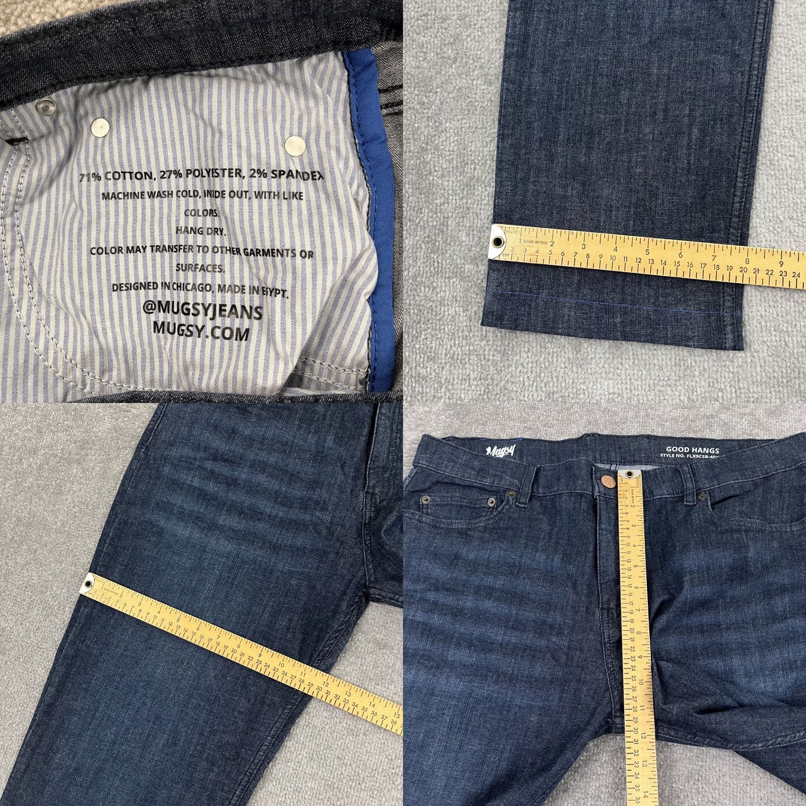 Denime Mugsy Jeans Men 40 x 31 Blue Straight Leg Stretch Denim Casual Pants Size US 40 / EU 56 - 8 Thumbnail