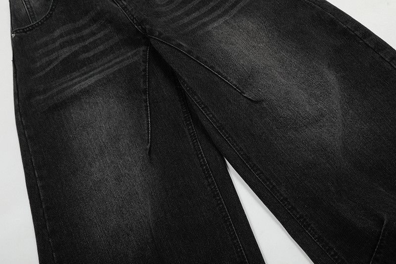 Vintage American retro distressed high-waisted wide-leg curved jeans Size US 32 / EU 48 - 4 Thumbnail