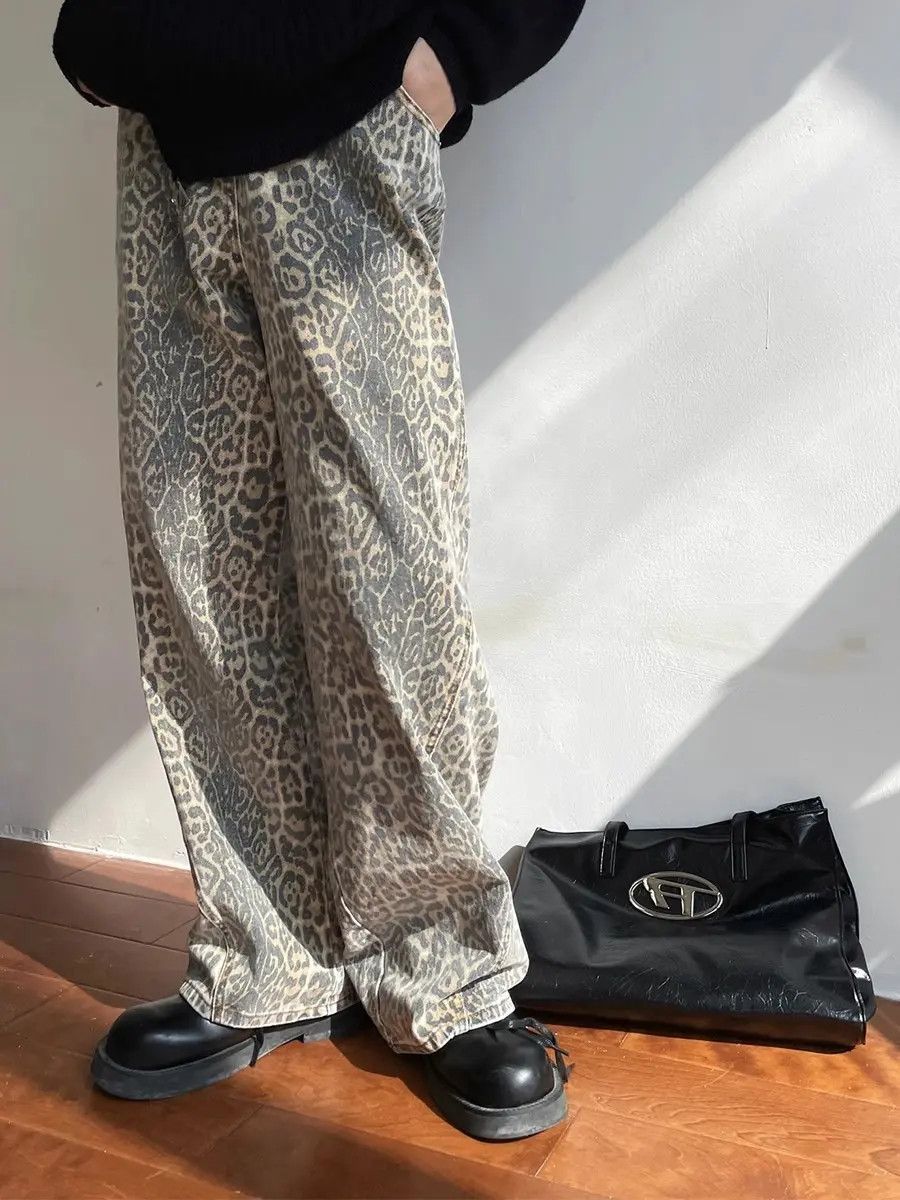 Japanese Brand × Jean Retro loose straight leg casual leopard print jeans Size US 32 / EU 48 - 3 Thumbnail