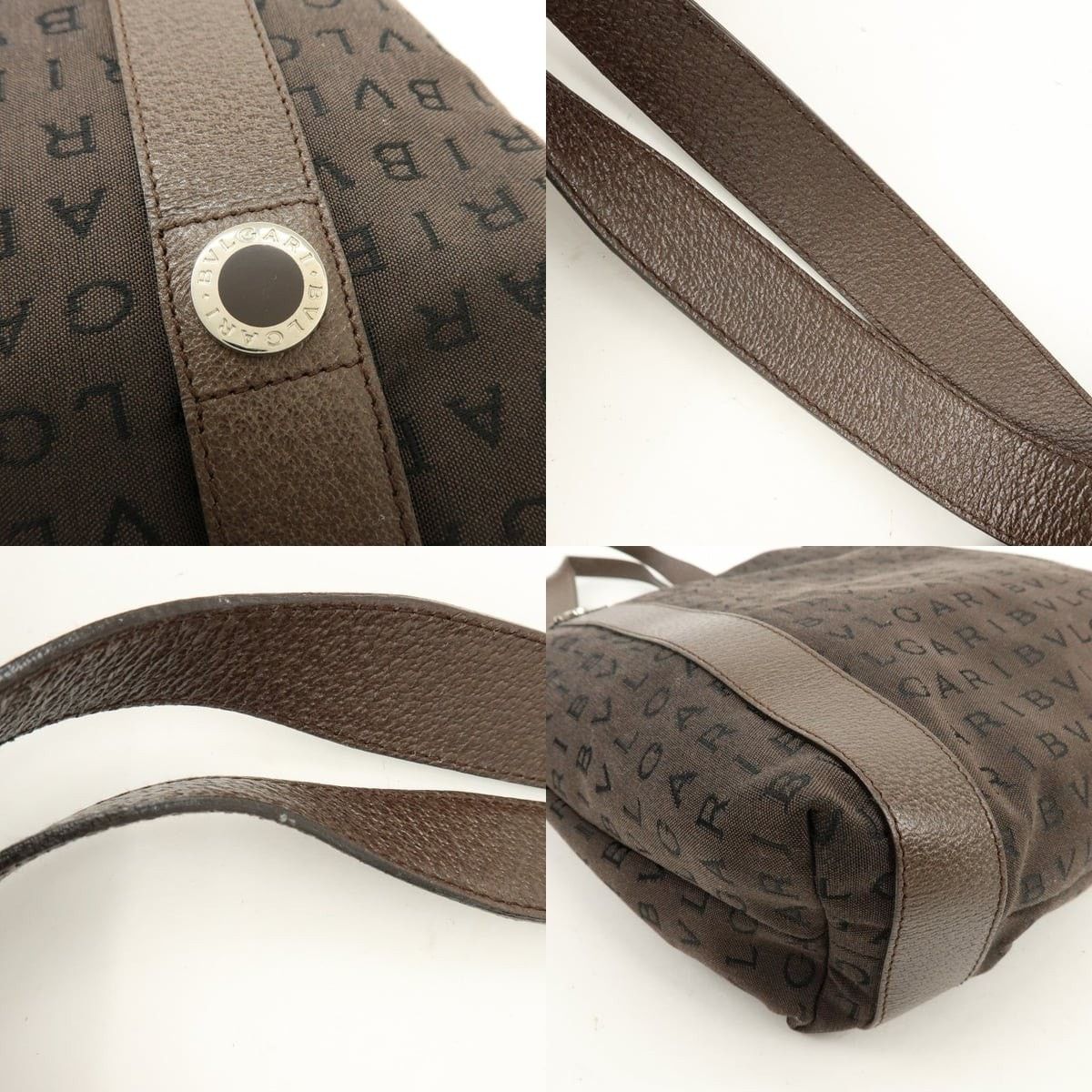 Bvlgari Bvlgari Logomania Canvas & Leather Tote Brown Size ONE SIZE - 4 Thumbnail