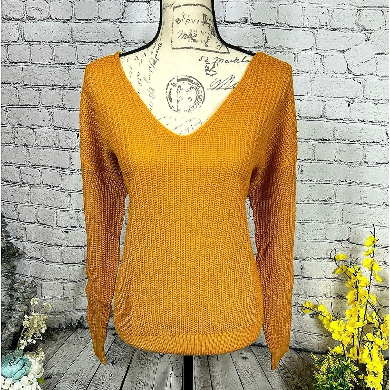 Other Reversible Twisted Knit Long Sleeve Fall Sweater Mustard M Size M / US 6-8 / IT 42-44 - 3 Thumbnail