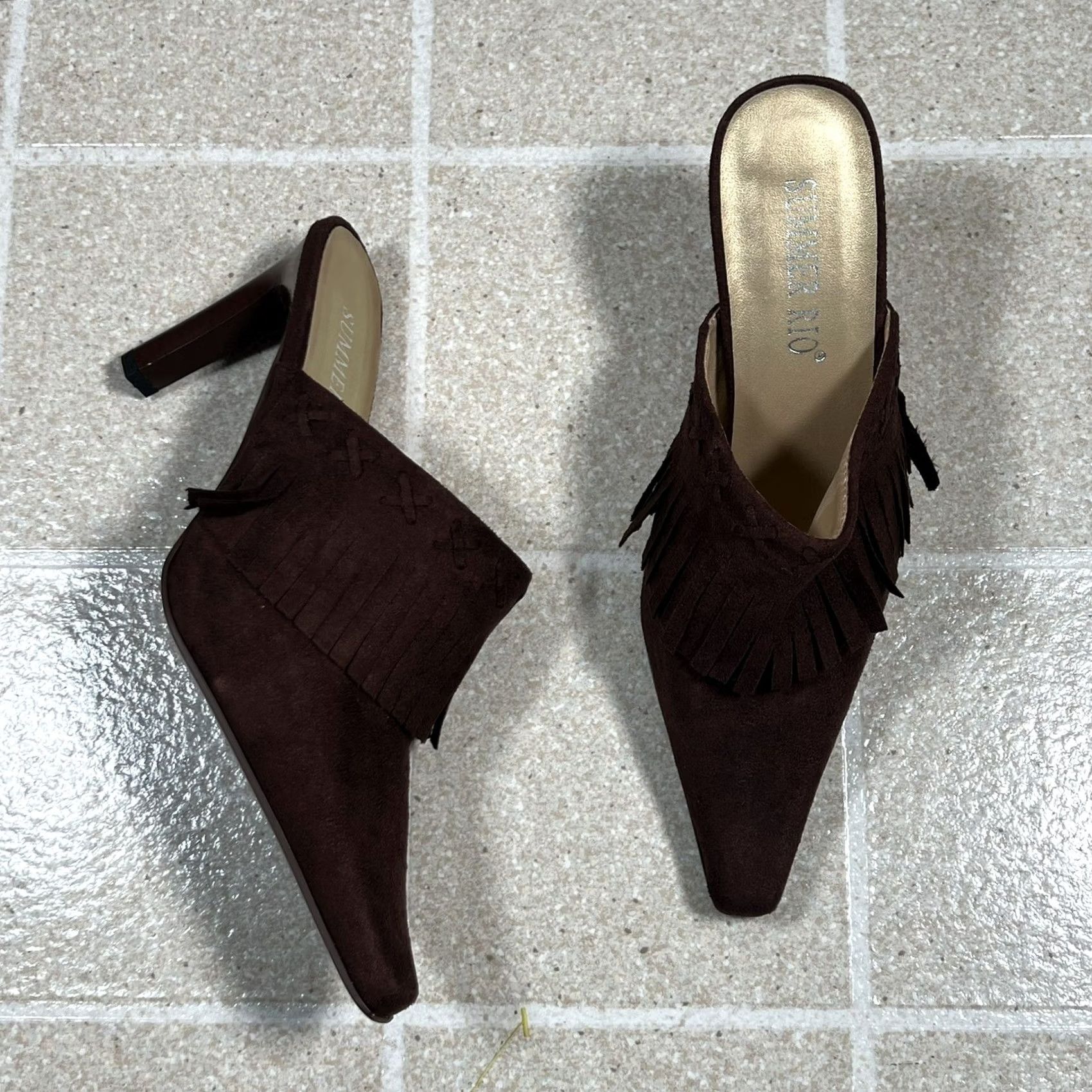 Vintage Summer Rio Heel Womens Size 8 Brown Slingback Moccasin Summer Size US 8 / IT 38 - 2 Thumbnail