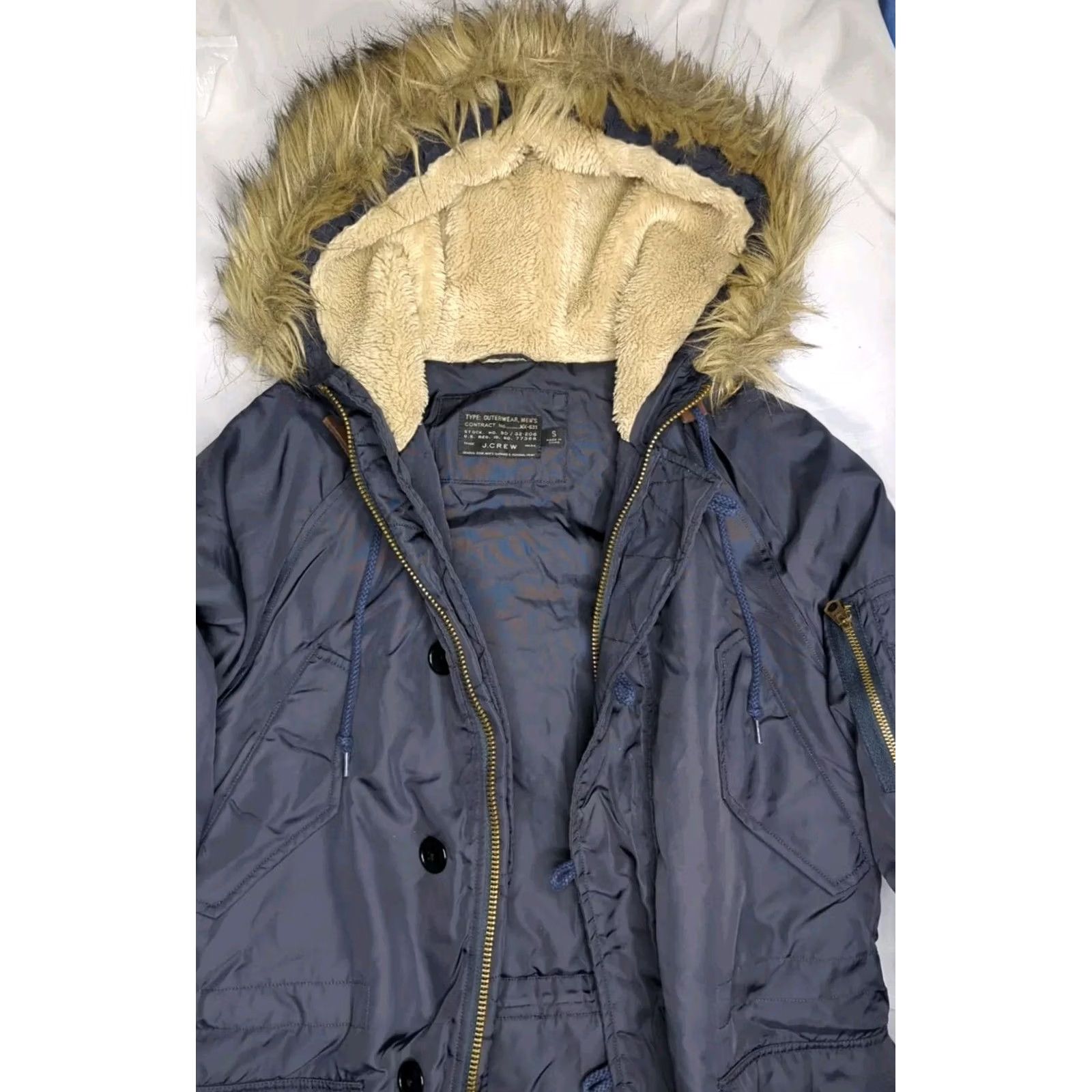 J.Crew J Crew N3B Military Parka Jacket Coat Mens Small Fur Navy Size US S / EU 44-46 / 1 - 4 Thumbnail
