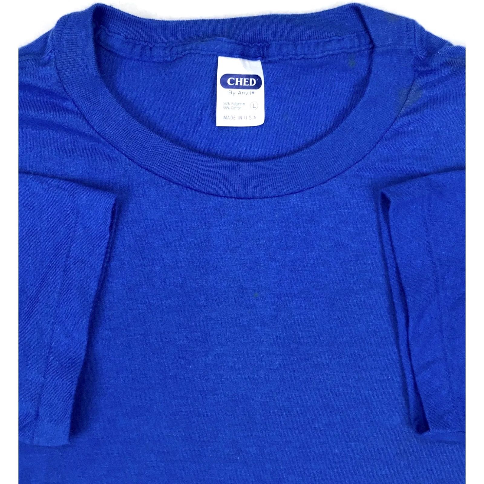 Vintage VINTAGE Ched BLANK T-Shirt SMALL/MEDIUM BLUE single stitch 80s PAPER THIN Mens Size US S / EU 44-46 / 1 - 2 Thumbnail
