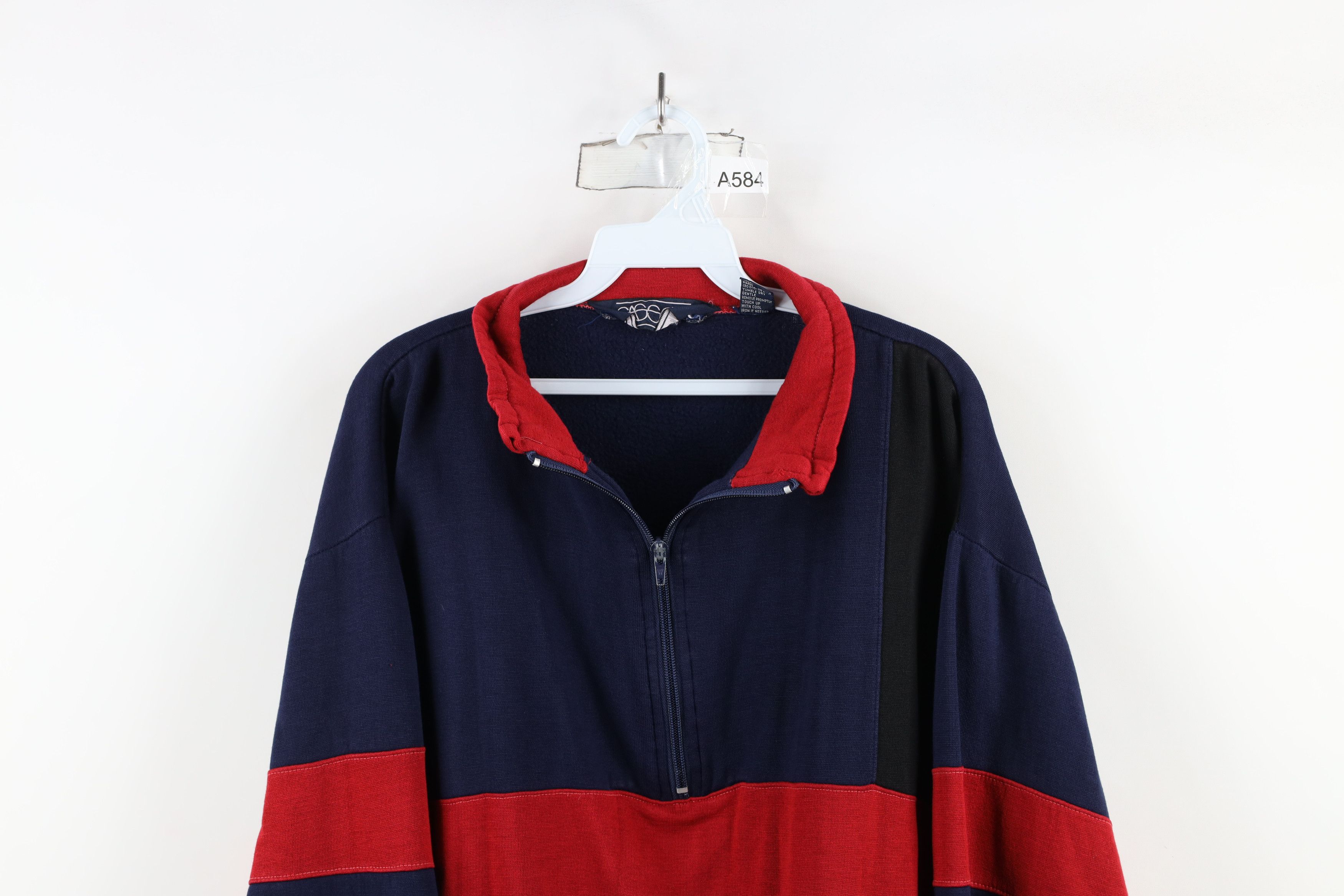 Vintage Vintage 90s Streetwear Block Half Zip Pullover Sweatshirt Size US XL / EU 56 / 4 - 2 Thumbnail