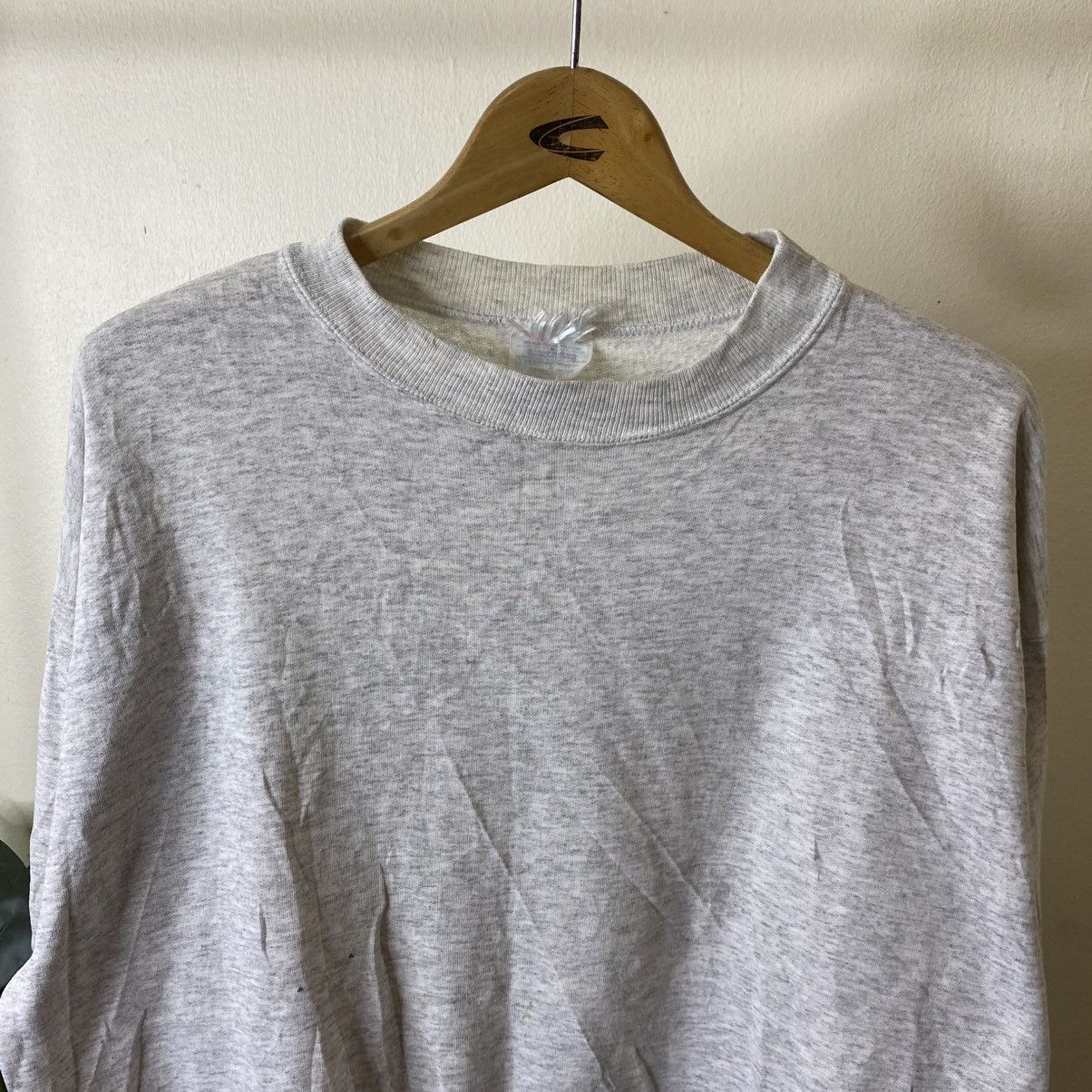 Vintage 1990s Hanes Heather Gray Blank Crewneck Size US L / EU 52-54 / 3 - 2 Thumbnail
