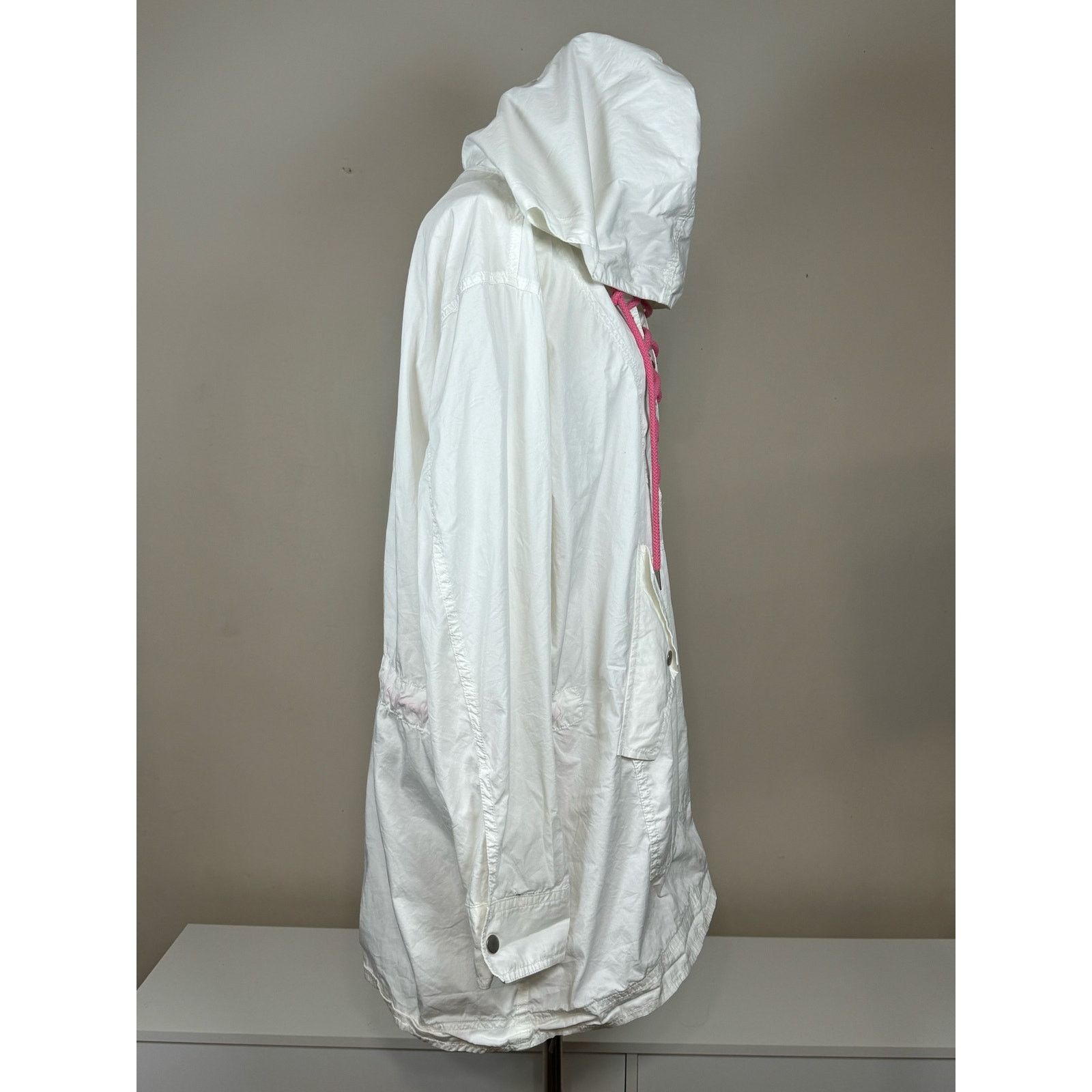 Free People Free People White Pink Lace up Poplin Pullover Hoodie XS/S Size S / US 4 / IT 40 - 4 Thumbnail
