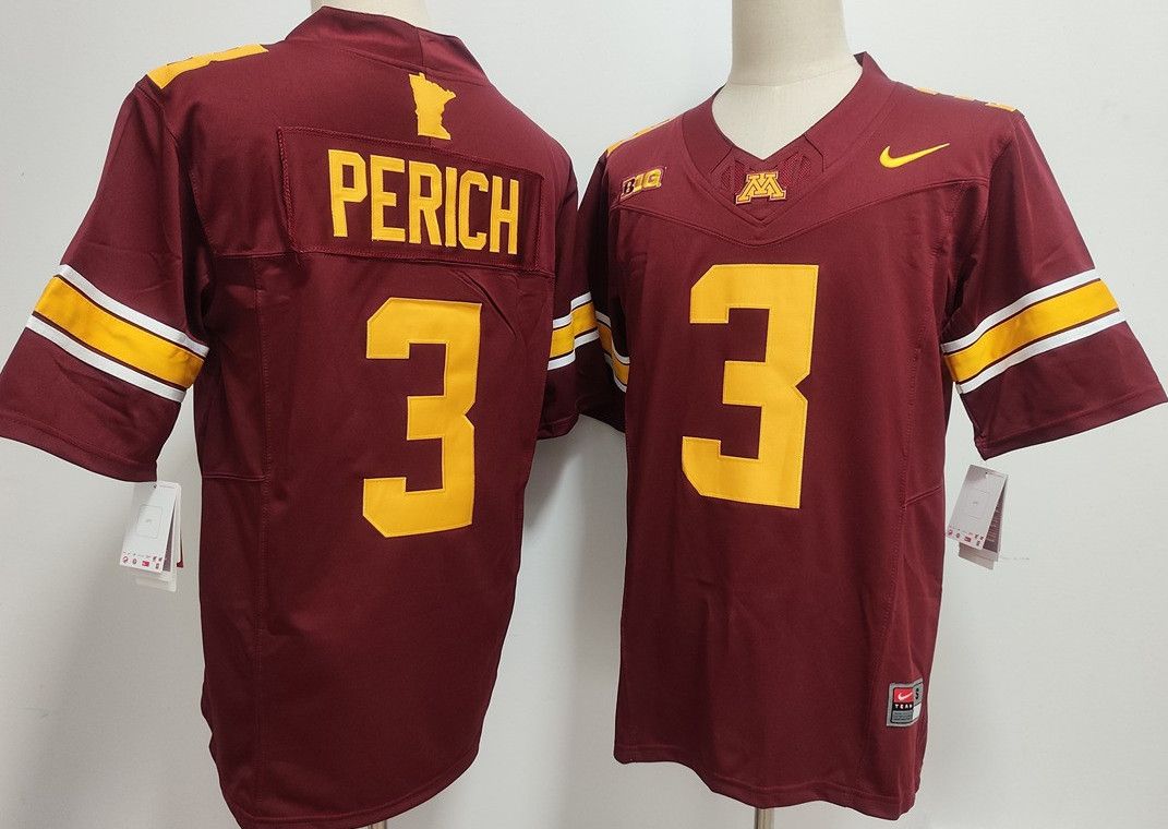 Other Men's Minnesota Golden Gophers 3 Koi Perich Red Jersey Size US S / EU 44-46 / 1 - 3 Thumbnail