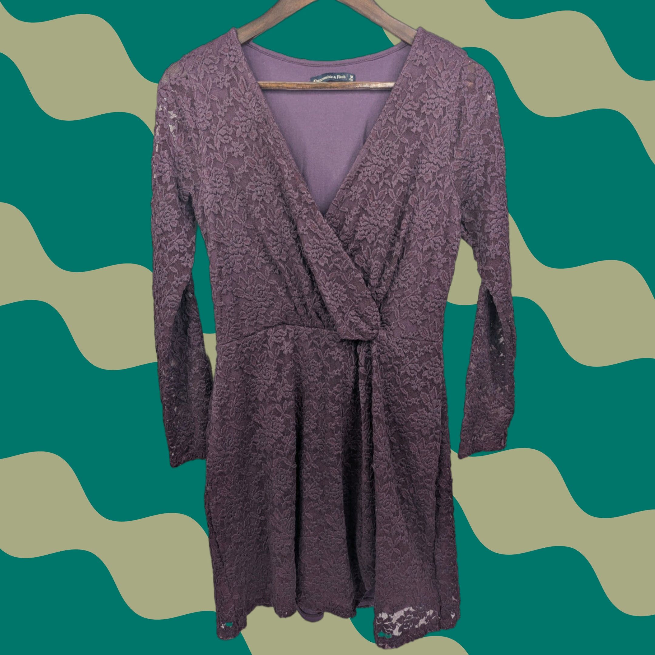 Abercrombie & Fitch Abercrombie & Fitch Purple Lace Dress Women Size Medium Long Sleeve V-Neck Wrap Dress A-Line Mini Casual Party/Cocktail Womens Size M / US 6-8 / IT 42-44 - 1 Thumbnail