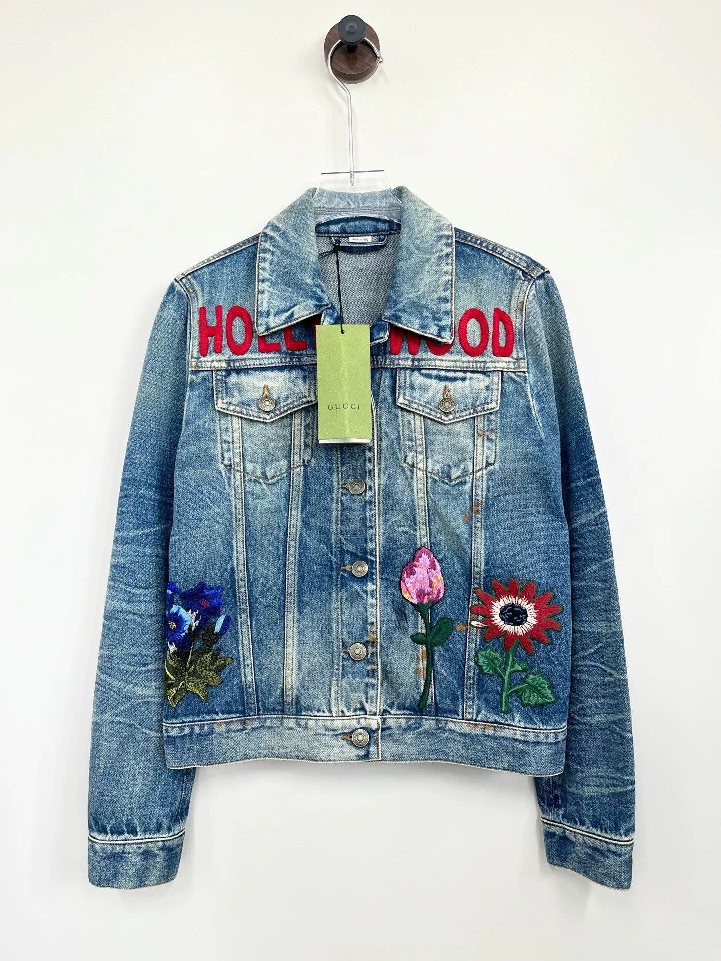 Gucci Gucci Blue Floral Embroidered Denim Jacket Size S / US 4 / IT 40 - 1 Thumbnail