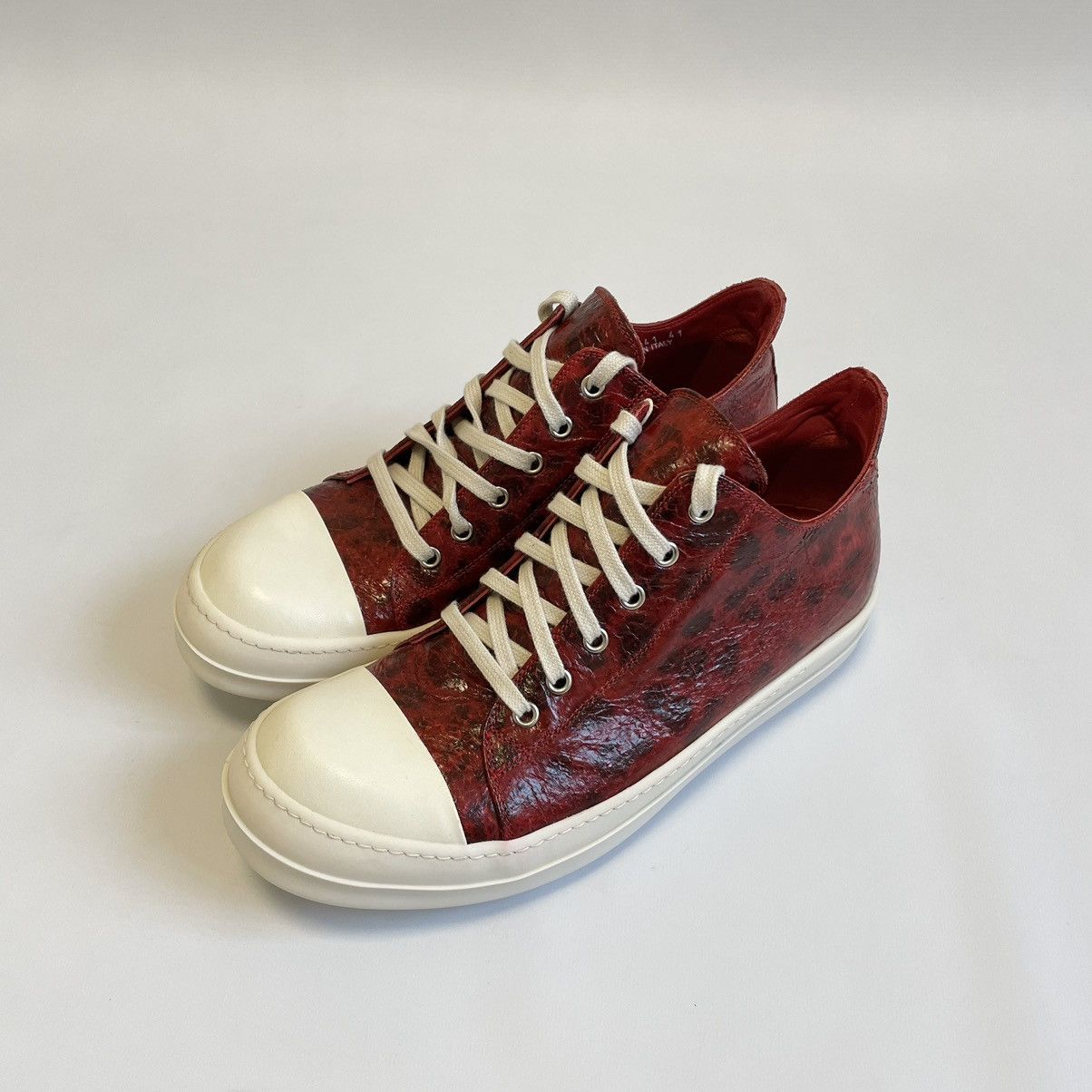 Rick Owens S/S 17 Red Wolf Fish Leather Ramones Sneakers Size US 8 / EU 41 - 2 Thumbnail
