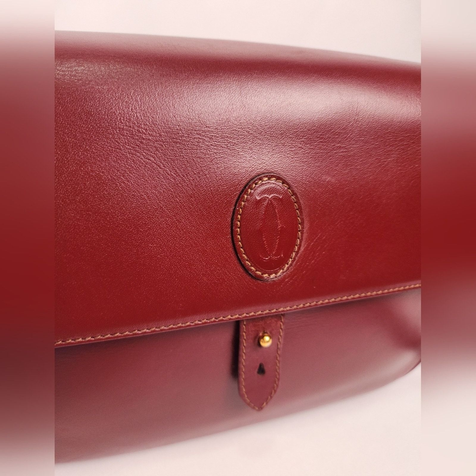 Cartier Cartier Burgundy Bordeaux Leather Shoulder Bag Size ONE SIZE - 7 Thumbnail