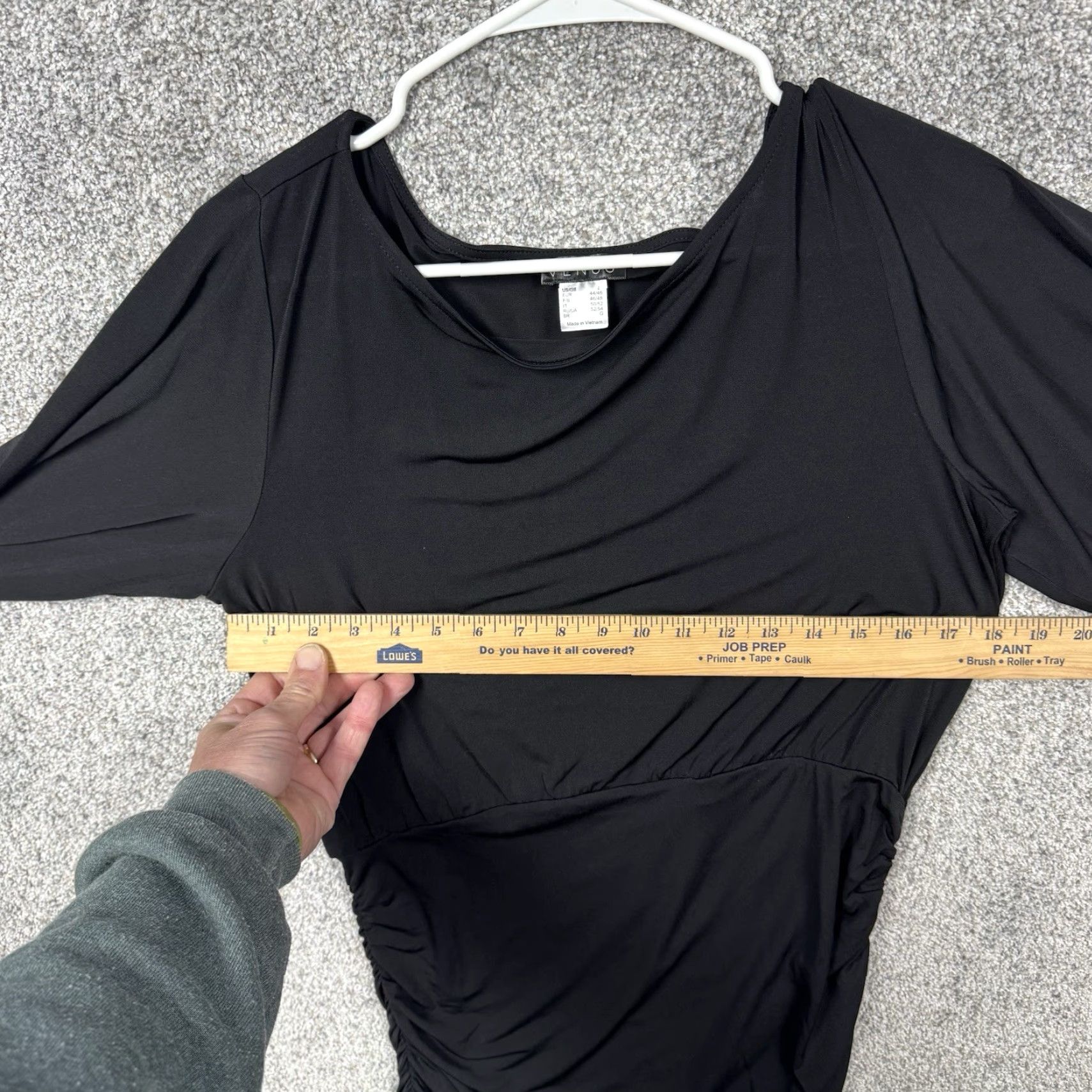 Venus Venus Tunic Top L Black Long Sleeve Ruched Bodycon Office Clubwear Shirt Women Size L / US 10 / IT 46 - 5 Thumbnail
