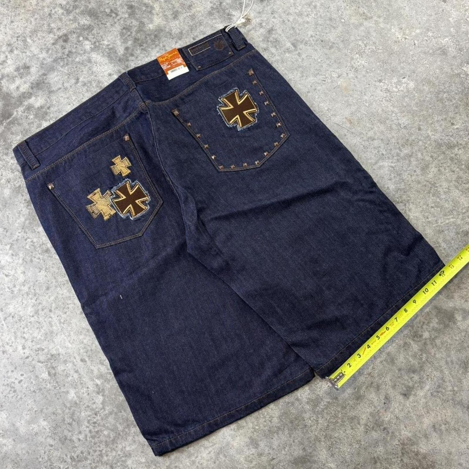 Pepe Jeans Pepe Y2K Grunge Wide Leg Baggy Embroidered Jorts Size US 42 / EU 58 - 2 Thumbnail