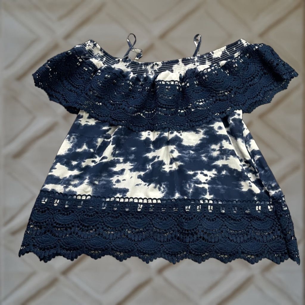 Vintage No Boundaries Blues Tie Dye Cold Shoulder Blouse Juniors XXL Blue Casual Size XXL / US 16-18 / IT 52-54 - 1 Thumbnail