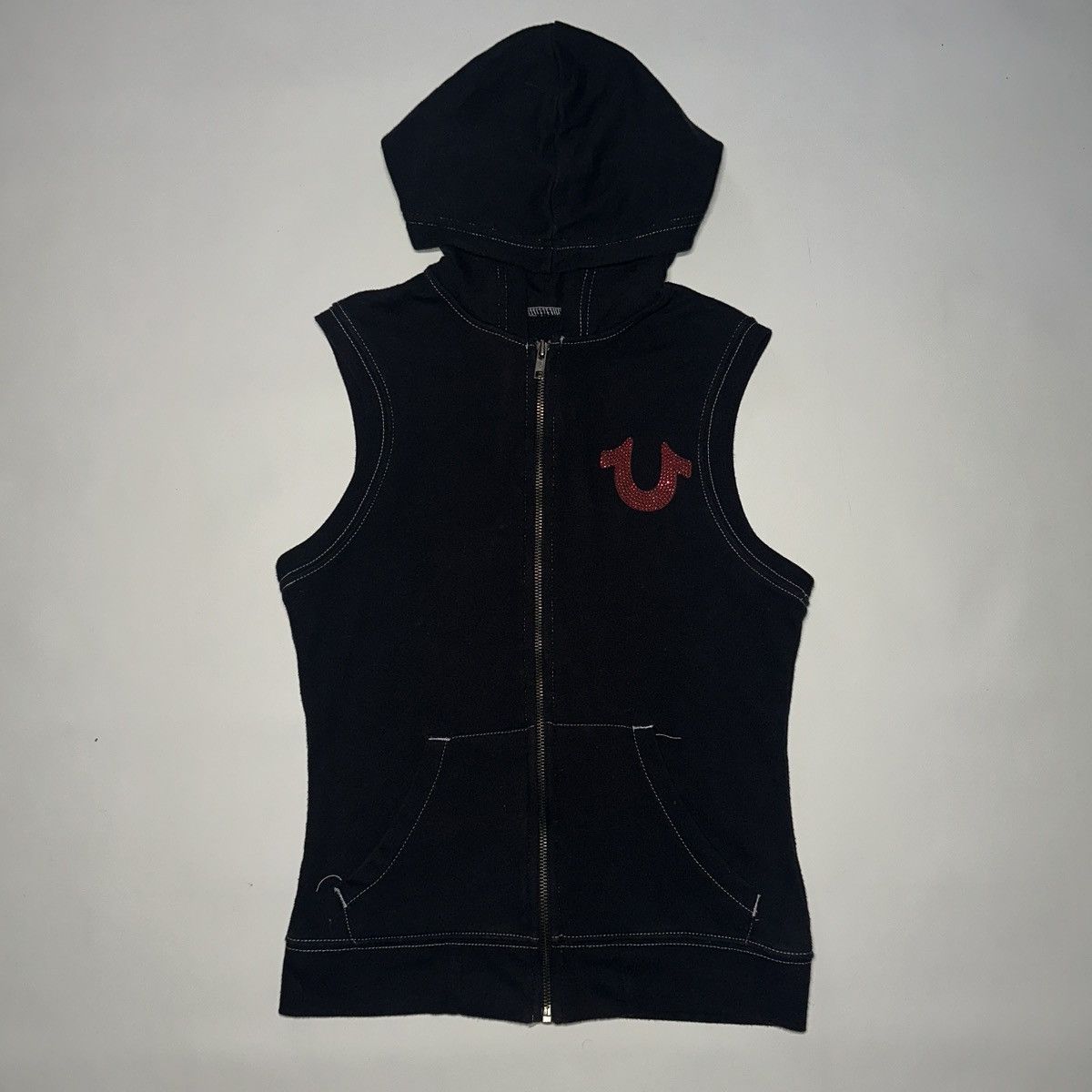 True Religion TRUE RELIGION Sleeveless Hoodie with Crystal Retail $148 Size XS / US 0-2 / IT 36-38 - 1 Thumbnail