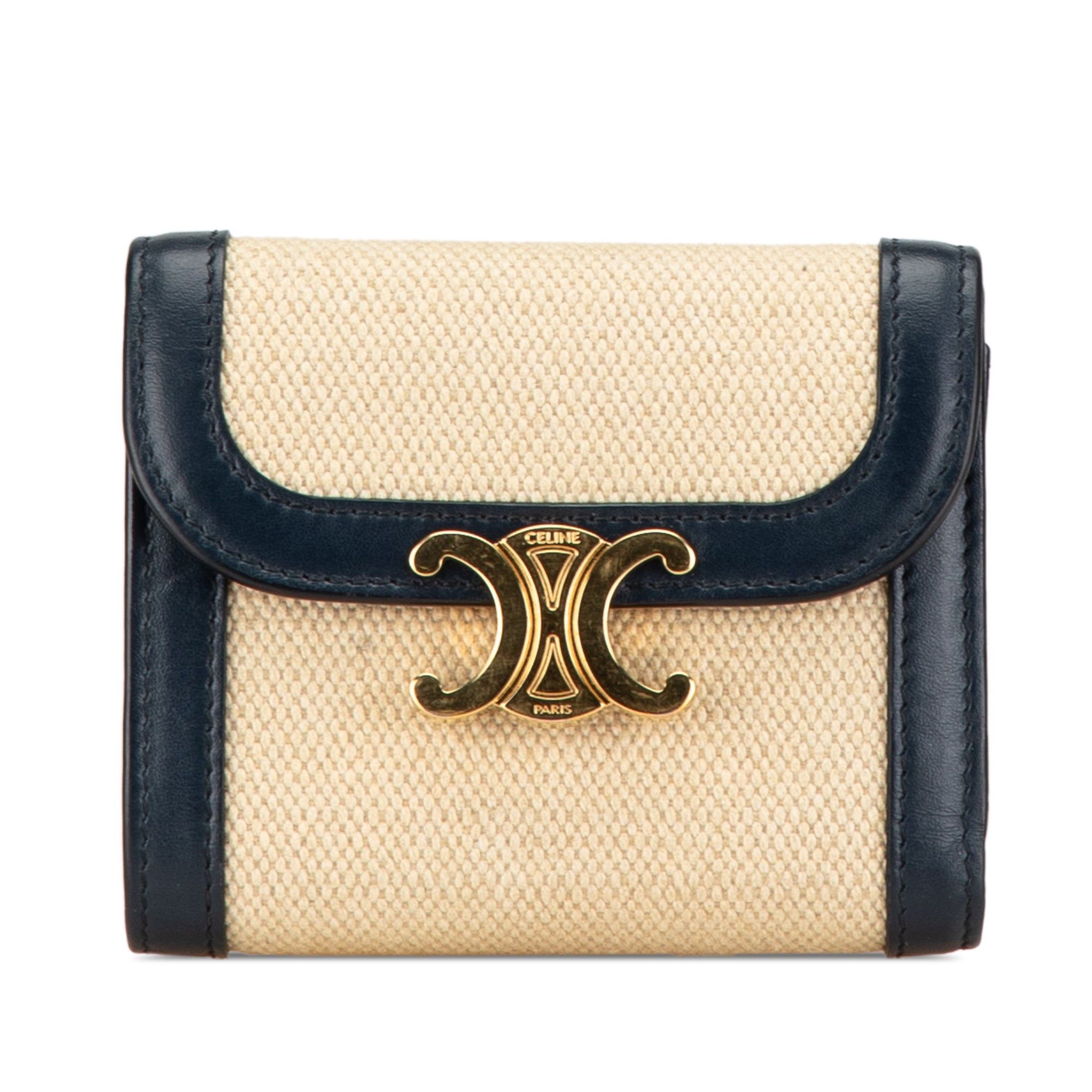 Celine Celine Triomphe Canvas Tri-fold Wallet Brown Size ONE SIZE - 1 Thumbnail