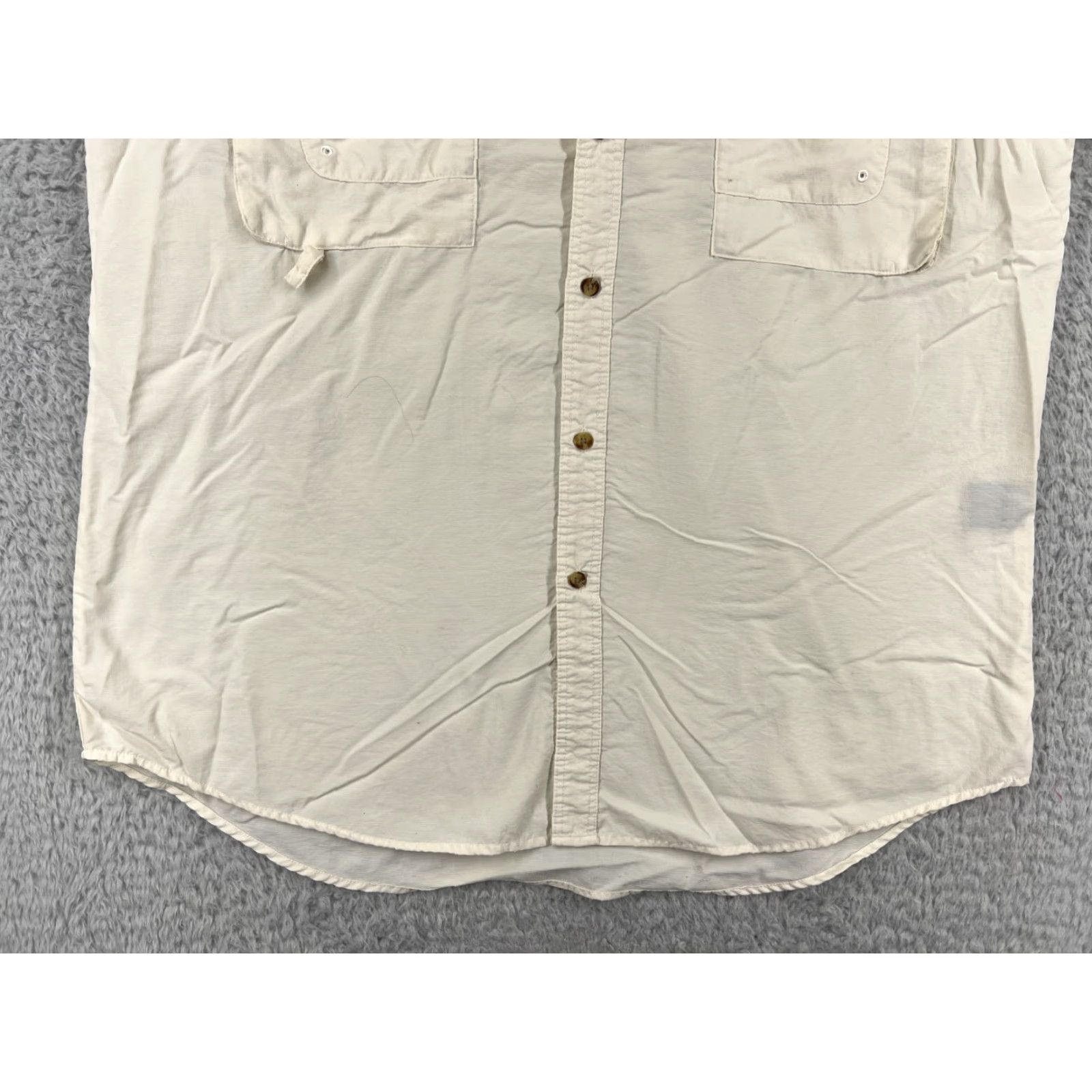 Vintage Redington Mens Shirt Large Ivory Nylon Button Up Fishing Angler Utah Green River Size US L / EU 52-54 / 3 - 7 Thumbnail