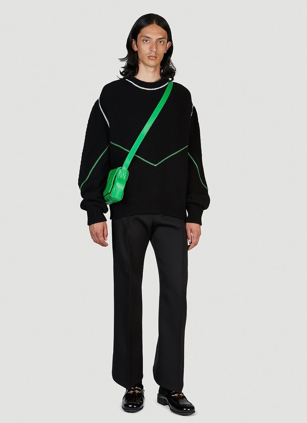 Bottega Veneta o1n1vont1224 Curved Shape Wool Pant in Black Size US 38 / EU 54 - 2 Thumbnail